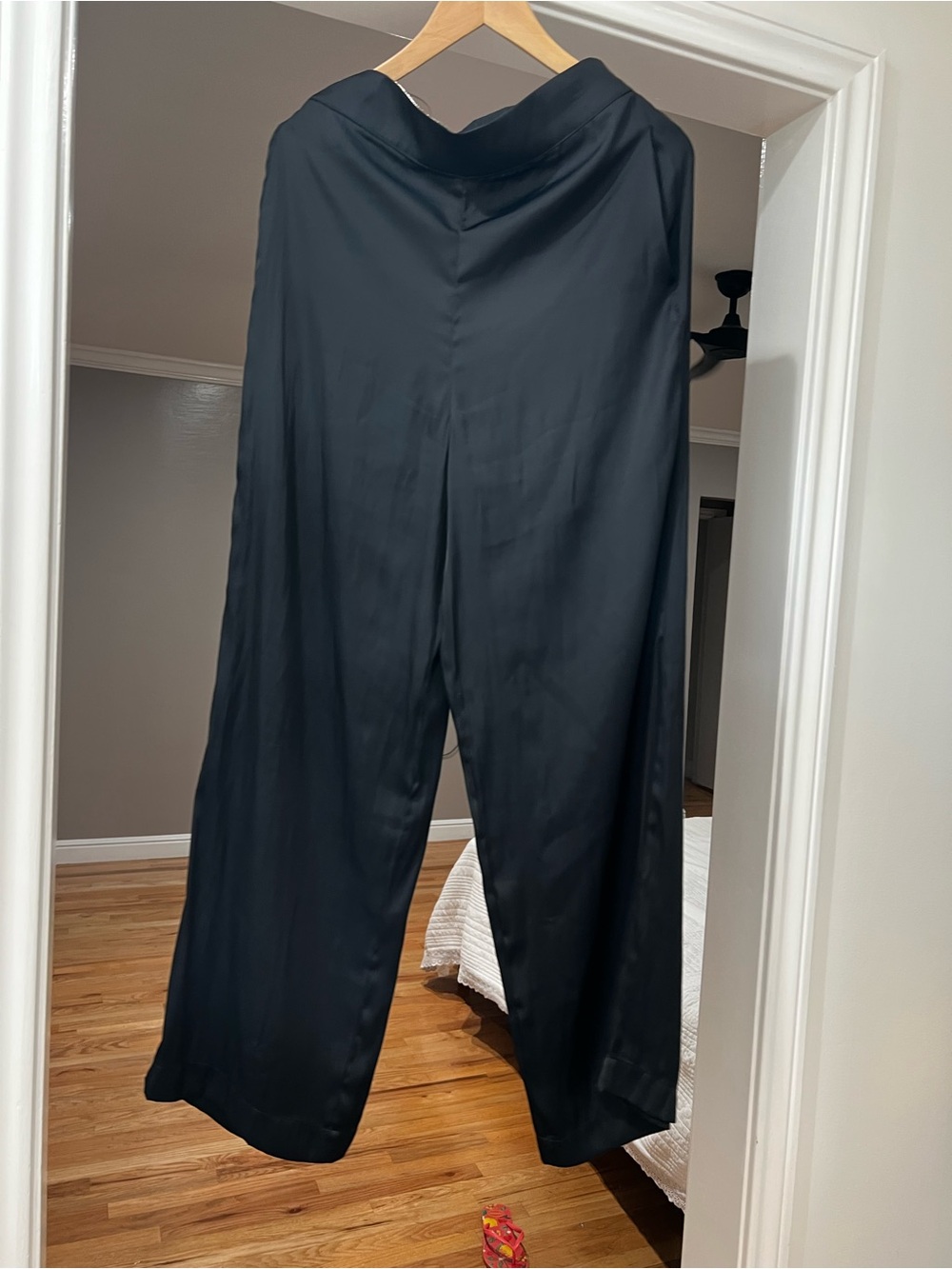 House of Harlow 1960 Black Wide-Leg Satin Trousers